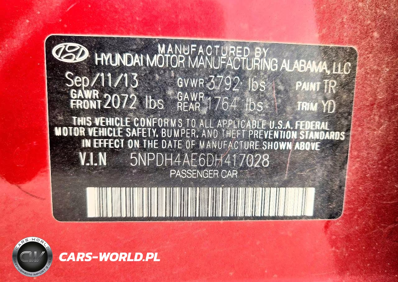 2013 Hyundai Elantra Limited VIN:5NPDH4AE6DH417028 - 12