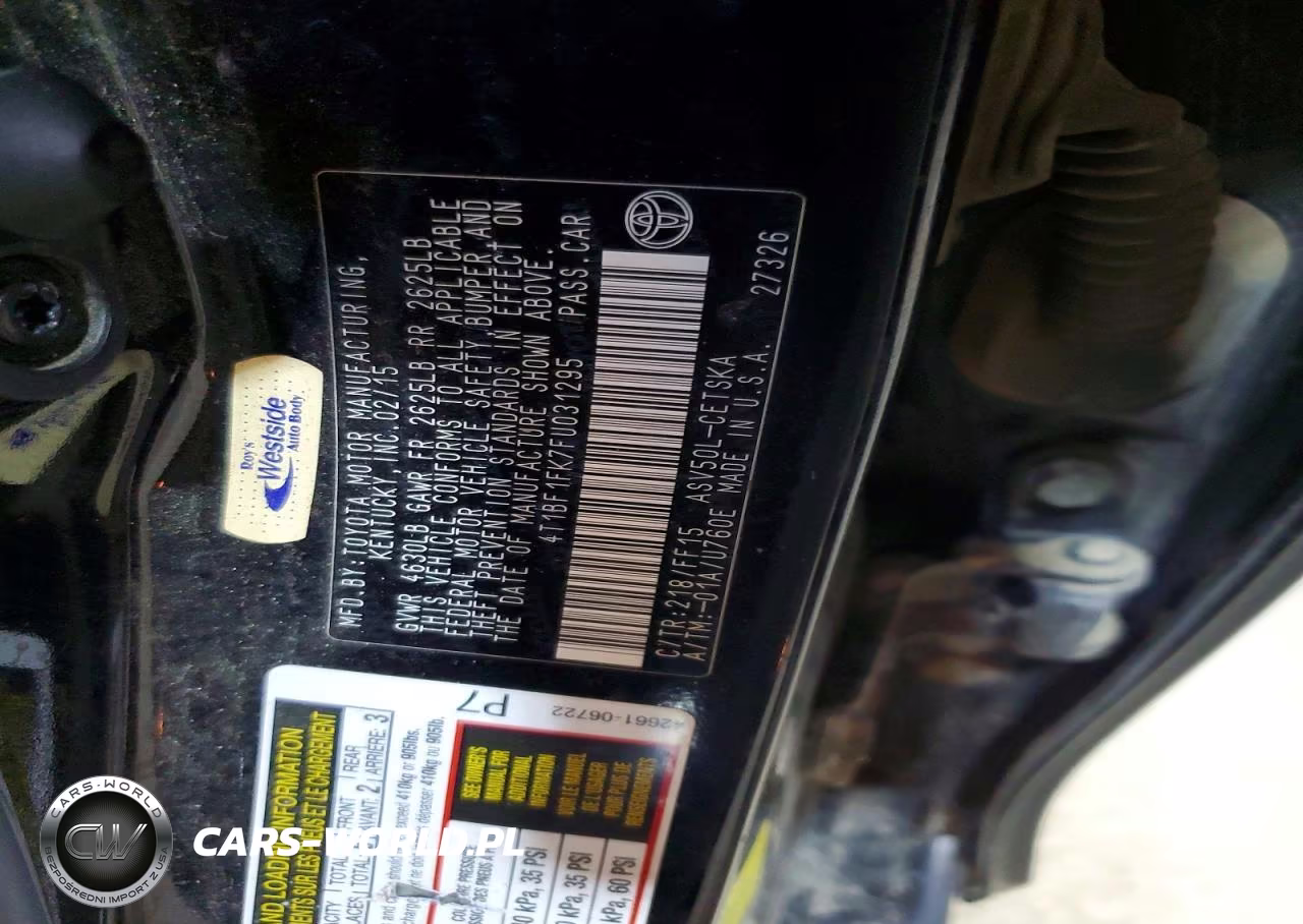 2015 Toyota Camry Se VIN:4T1BF1FK7FU031295 - 12