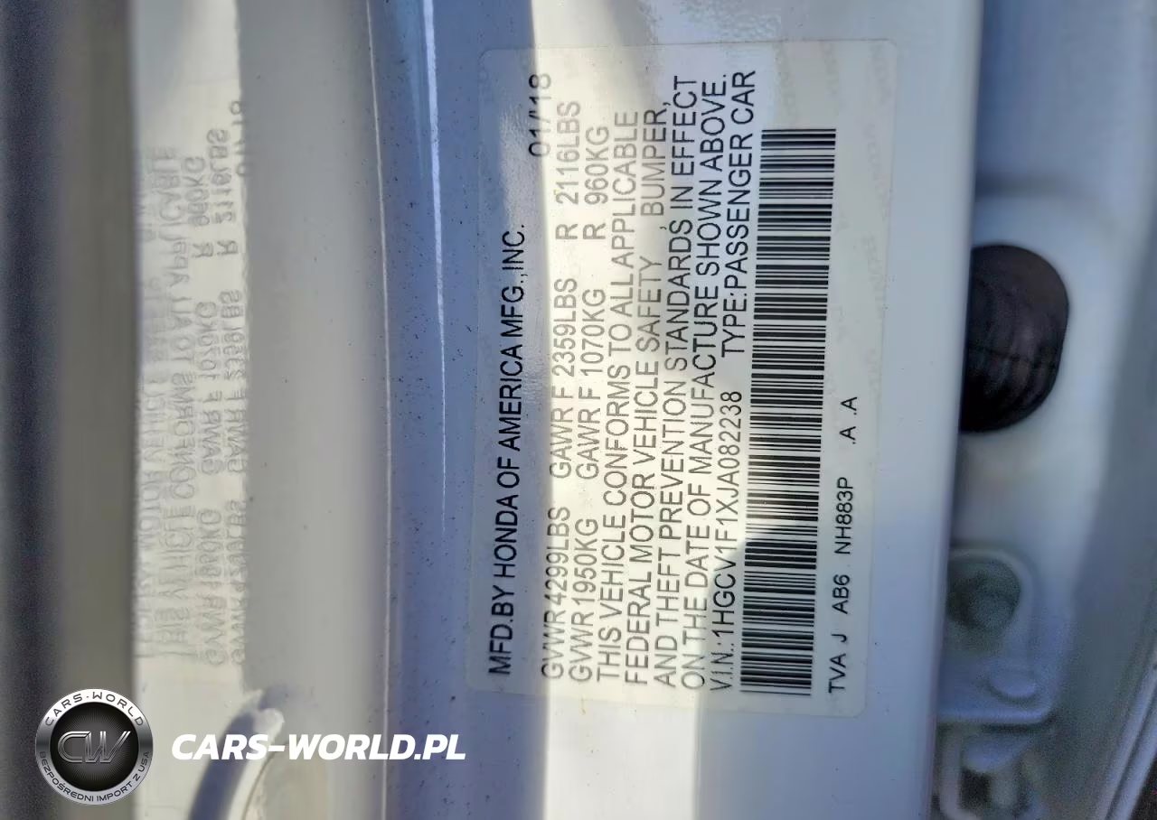 2018 Honda Accord Lx VIN:1HGCV1F1XJA082238 - 12
