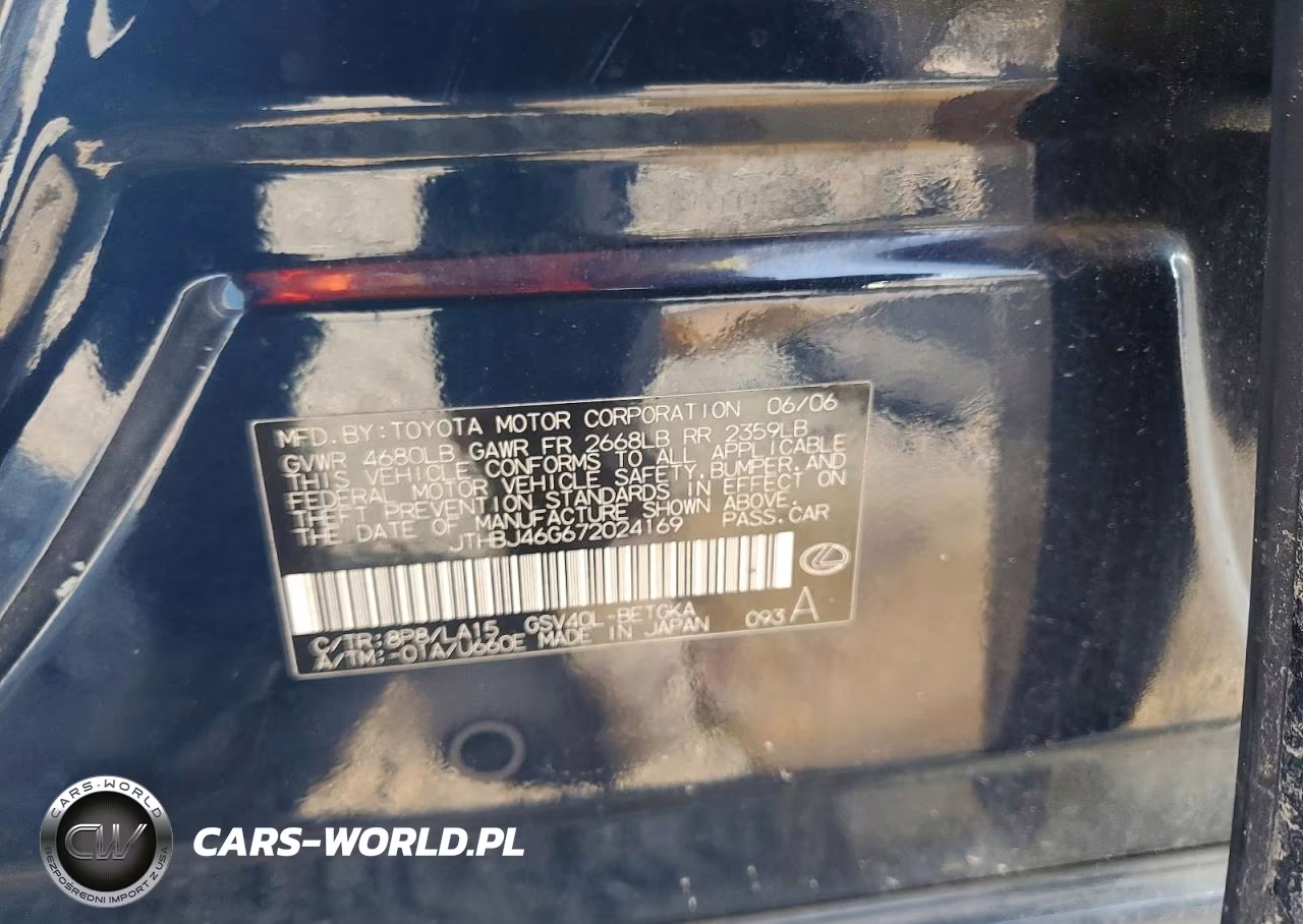 2007 Lexus Es 350 VIN:JTHBJ46G672024169 - 12