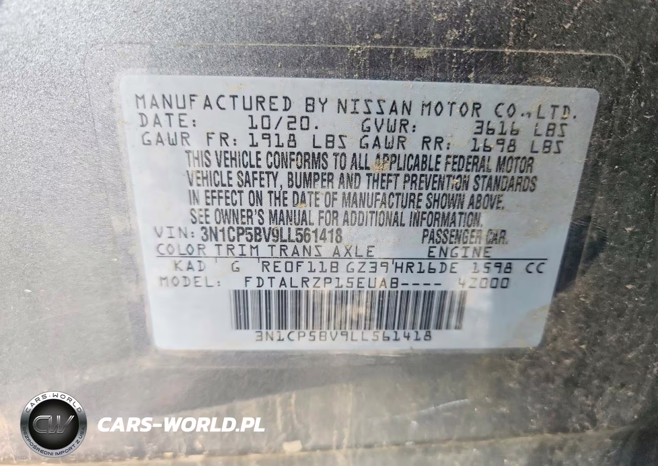 2020 Nissan Kicks S VIN:3N1CP5BV9LL561418 - 12