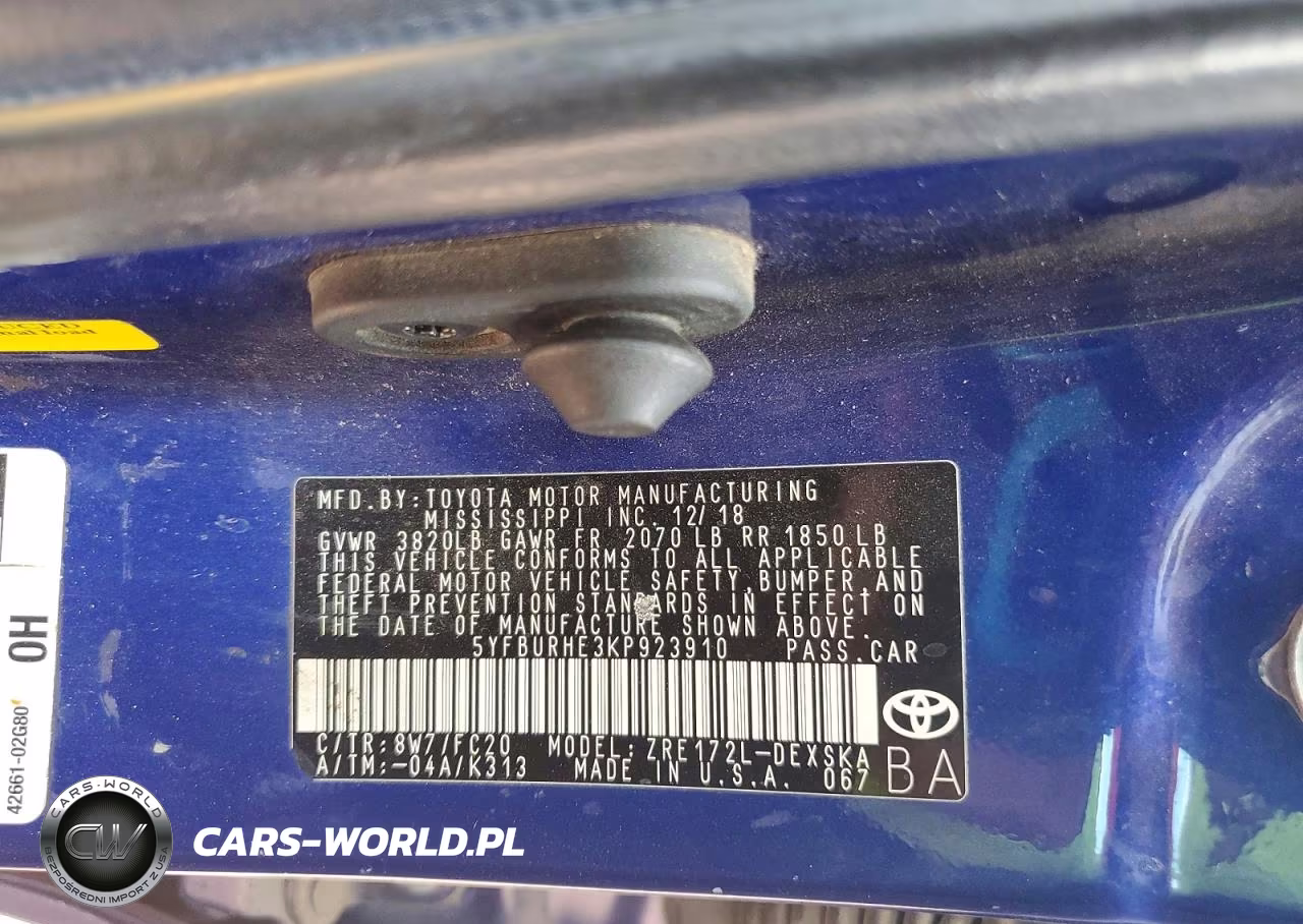 2019 Toyota Corolla Se VIN:5YFBURHE3KP923910 - 12