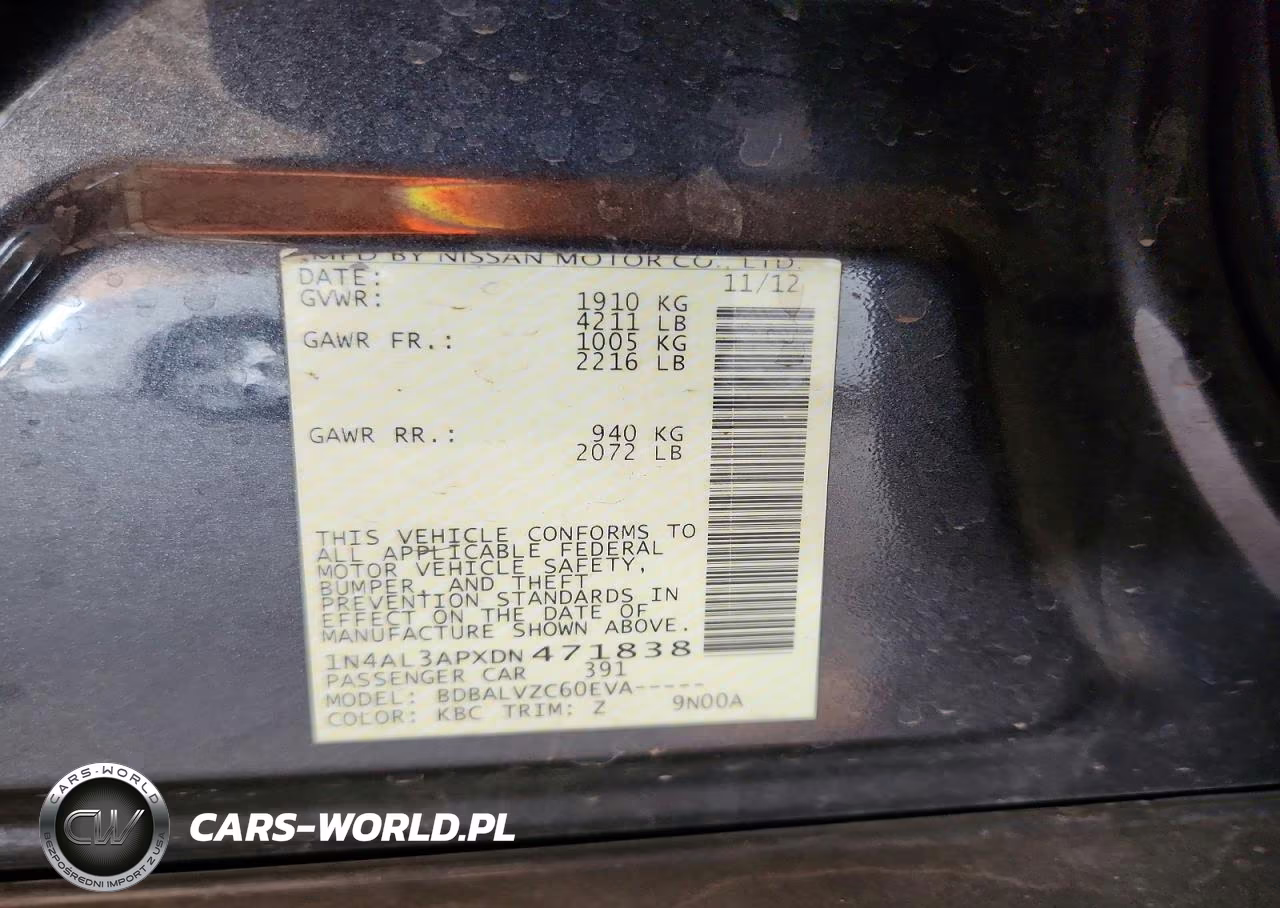 2013 Nissan Altima 2.5 VIN:1N4AL3APXDN471838 - 12