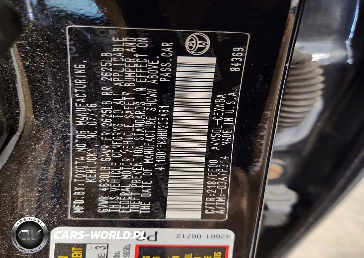 2017 Toyota Camry Hybrid Le VIN:4T1BD1FK8HU205481 - 12