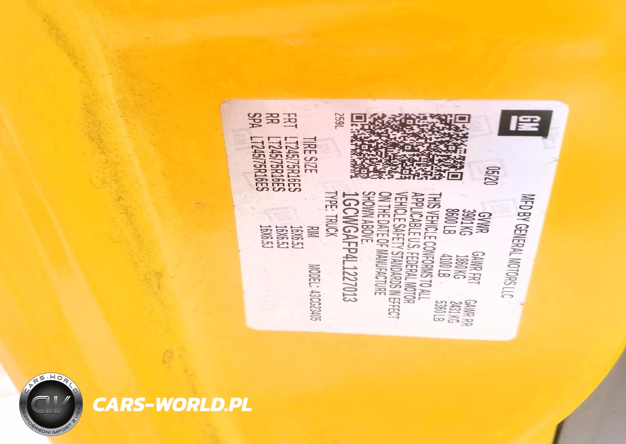 2020 Chevrolet Express G2500 VIN:1GCWGAFP4L1227013 - 12