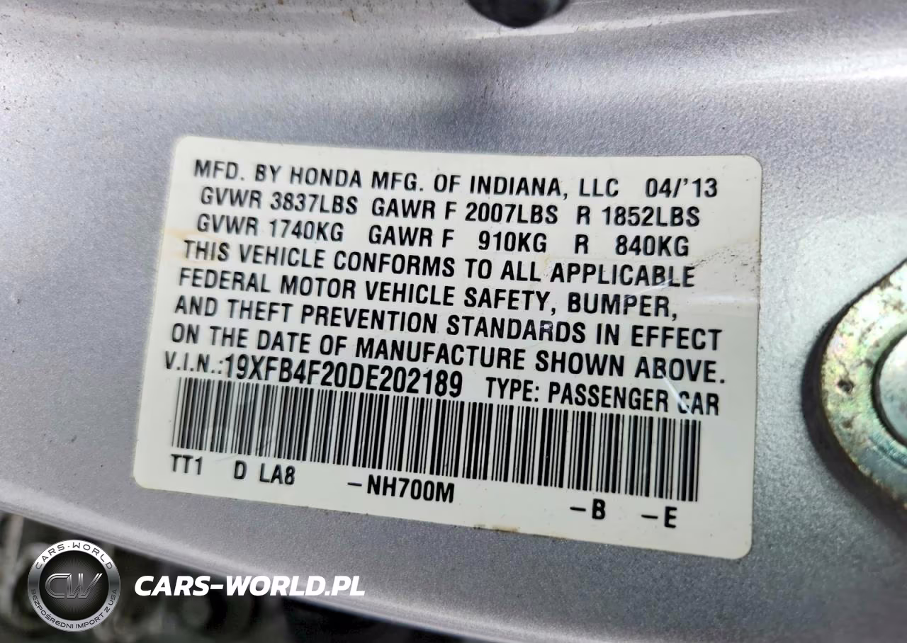 2013 Honda Civic Hybrid VIN:19XFB4F20DE202189 - 12