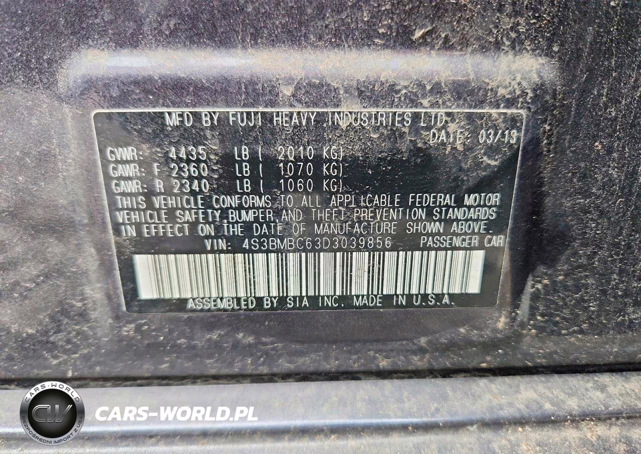 2013 Subaru Legacy 2.5I Premium VIN:4S3BMBC63D3039856 - 12