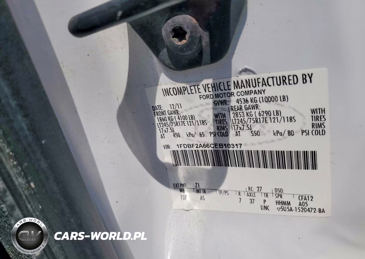 2012 Ford F250 Super Duty VIN:1FDBF2A66CEB10317 - 12