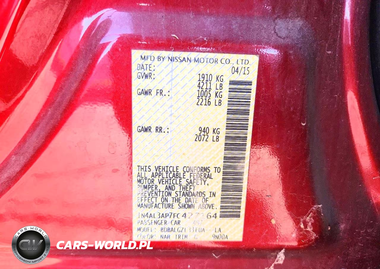 2015 Nissan Altima 2.5 S VIN:1N4AL3AP7FC427164 - 12