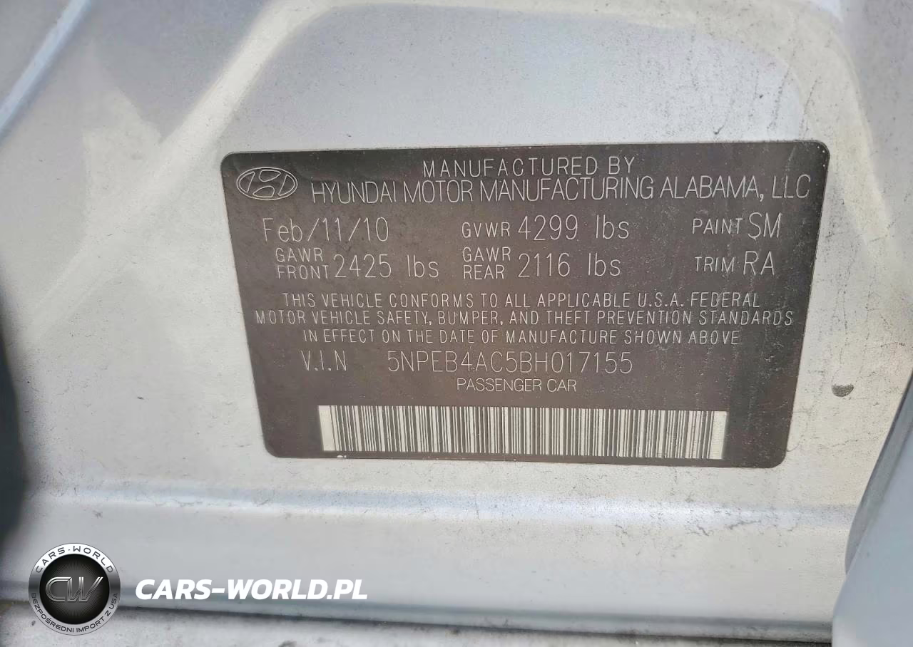 2011 Hyundai Sonata Gls VIN:5NPEB4AC5BH017155 - 12