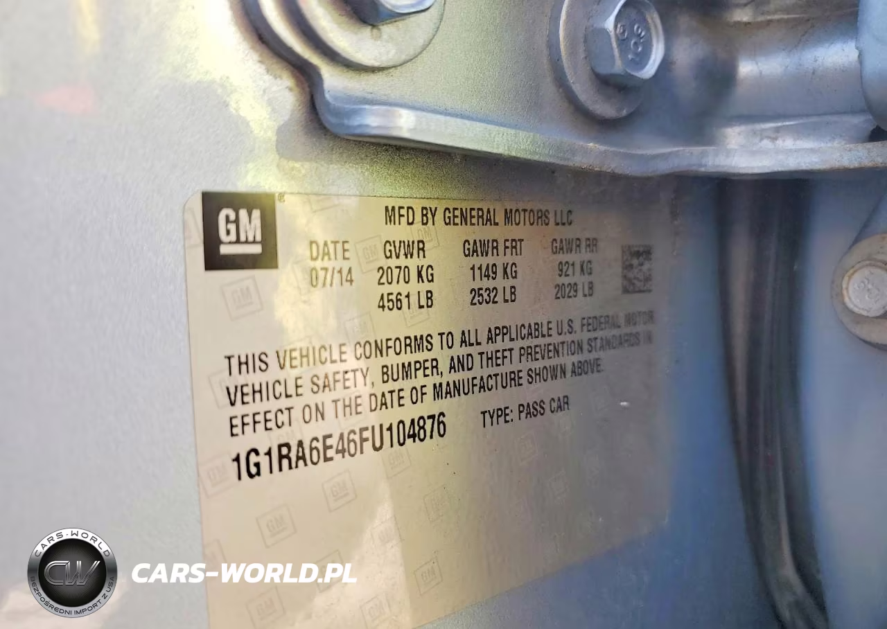 2015 Chevrolet Volt VIN:1G1RA6E46FU104876 - 12