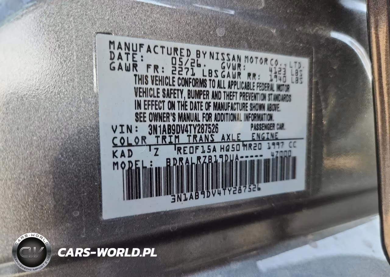 2026 Nissan Sentra Sr VIN:3N1AB9DV4TY287526 - 12