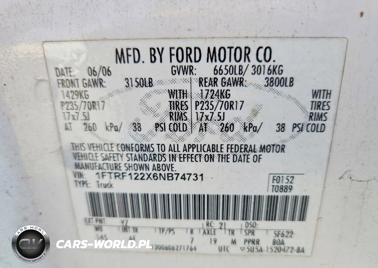 2006 Ford F150 VIN:1FTRF122X6NB74731 - 12