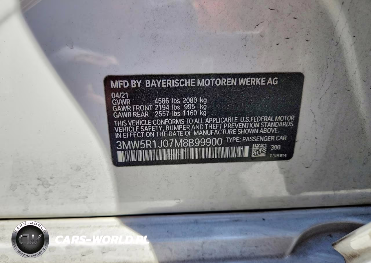 2021 BMW 330I VIN:3MW5R1J07M8B99900 - 13