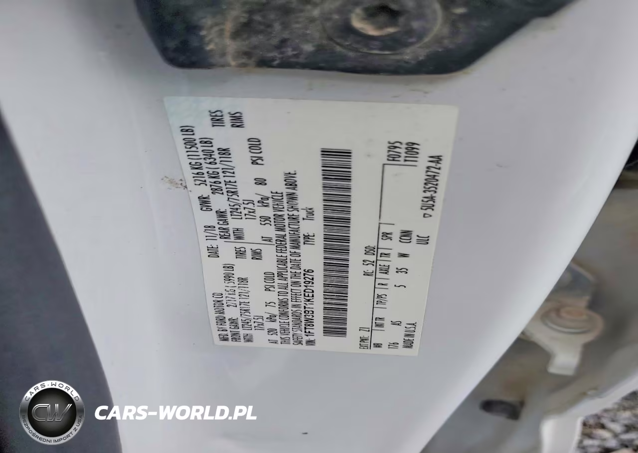 2019 Ford F350 Super Duty VIN:1FT8W3BT1KED19276 - 12