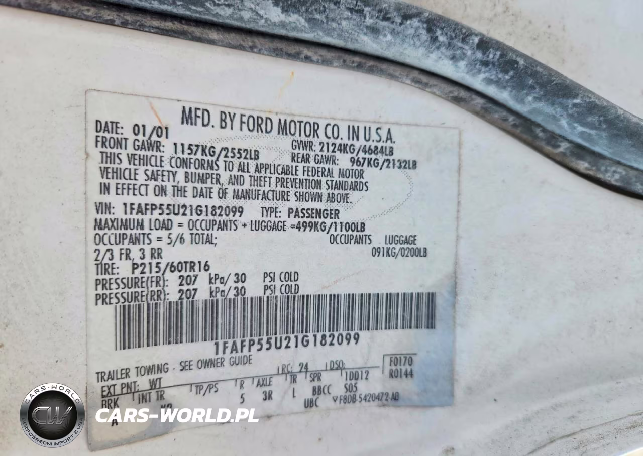 2001 Ford Taurus Ses VIN:1FAFP55U21G182099 - 12