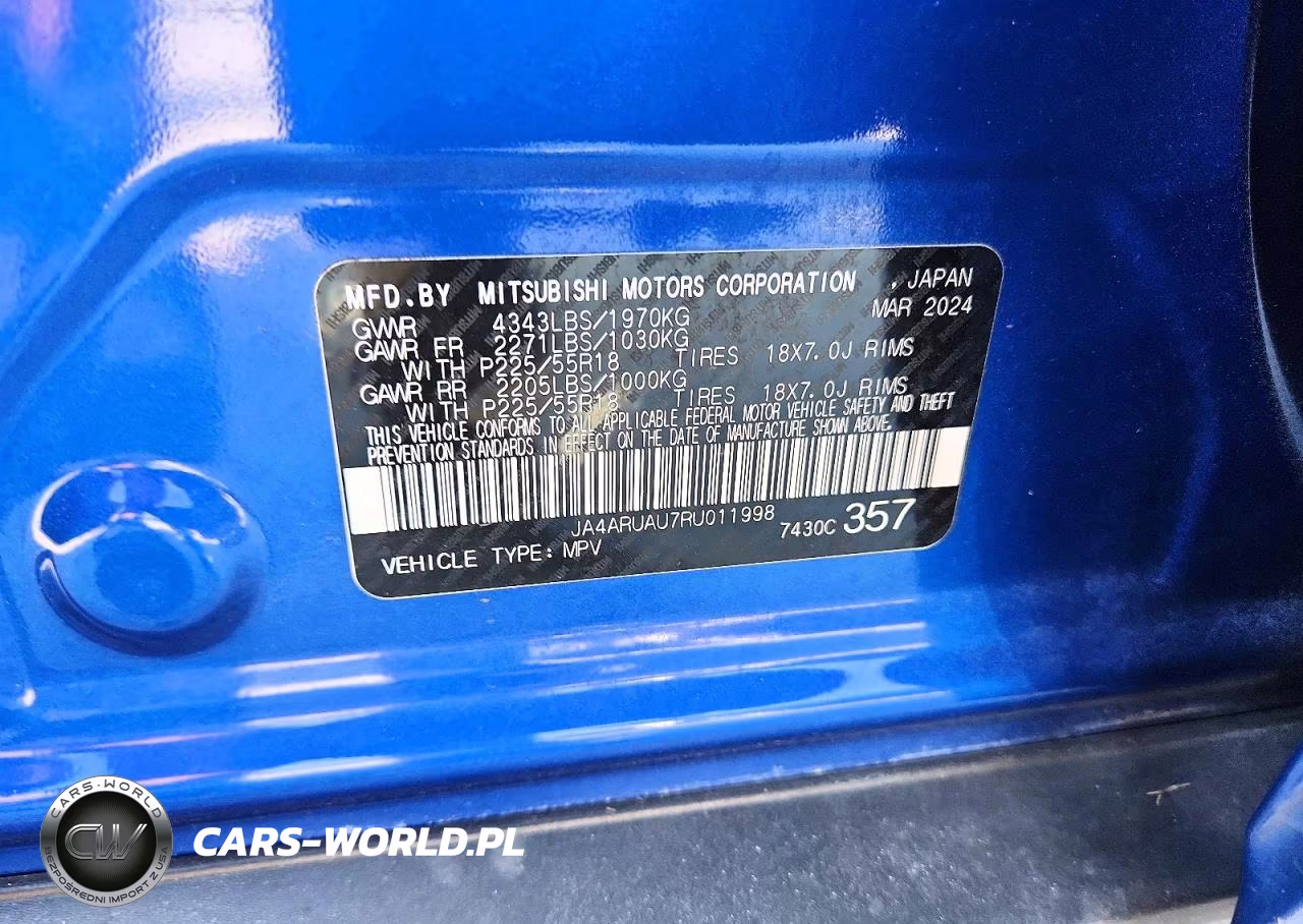 2024 Mitsubishi Outlander Sport S-Se VIN:JA4ARUAU7RU011998 - 12