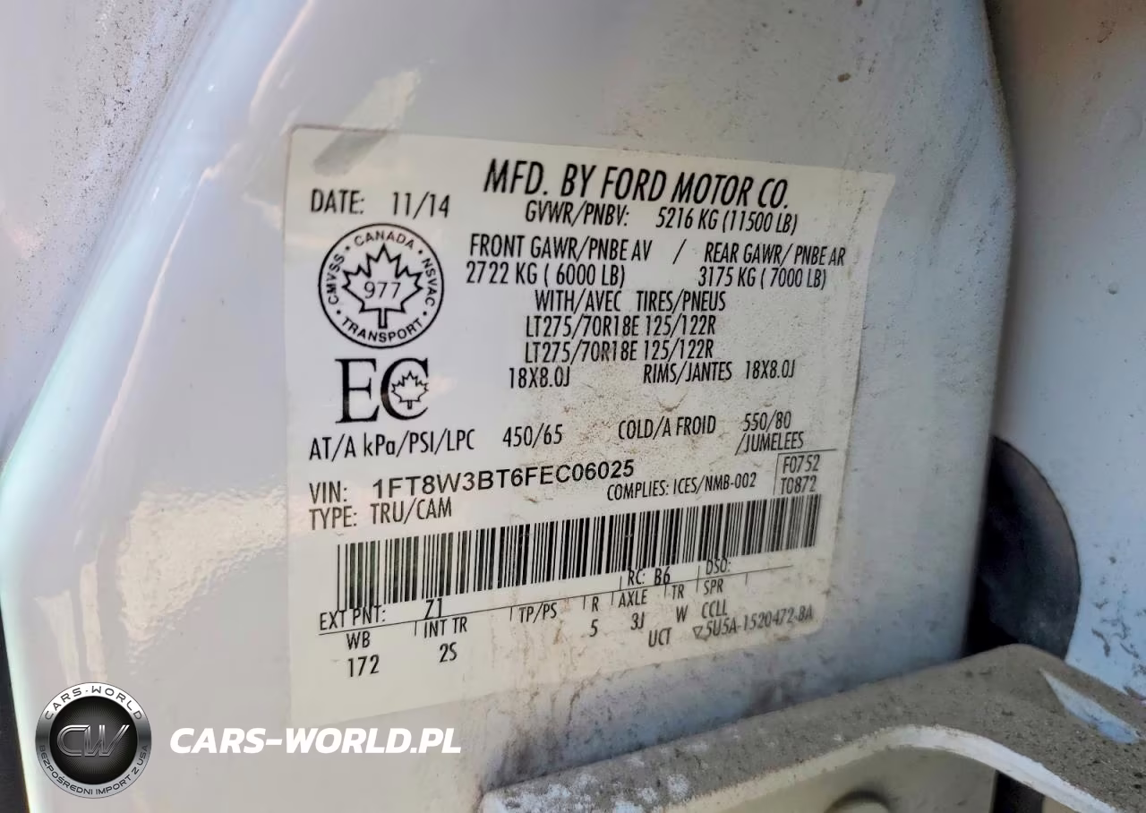 2015 Ford F350 Super Duty VIN:1FT8W3BT6FEC06025 - 12
