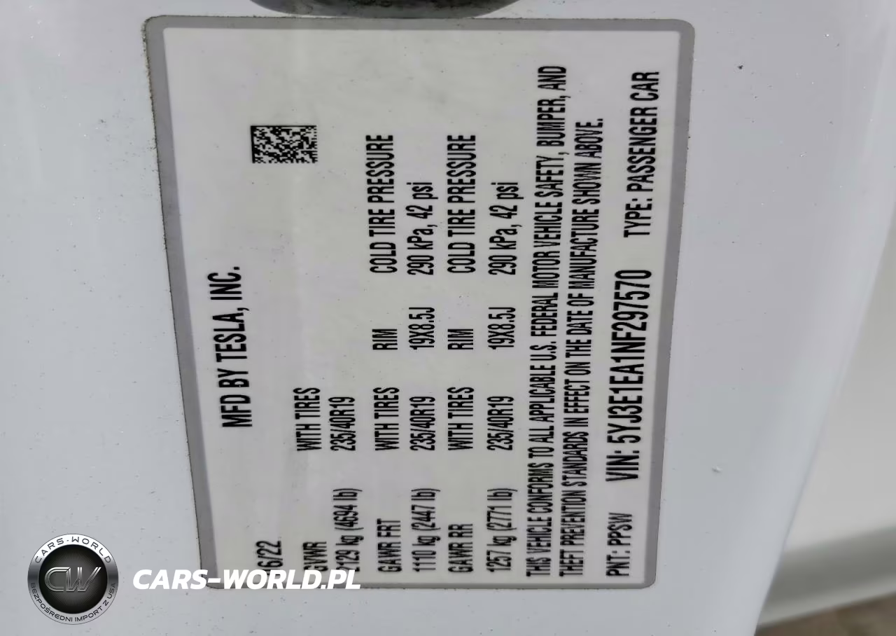 2022 Tesla Model 3 VIN:5YJ3E1EA1NF297570 - 12