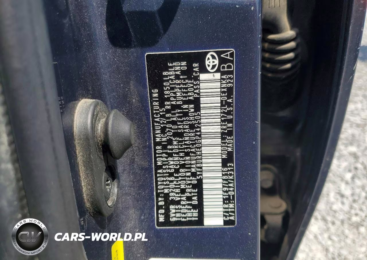 2016 Toyota Corolla Le Plus VIN:5YFBURHE0GP442505 - 12