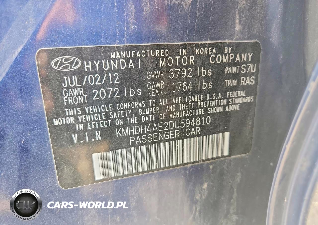 2013 Hyundai Elantra Limited VIN:KMHDH4AE2DU594810 - 13