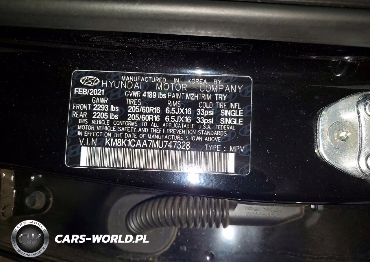 2021 Hyundai Kona Se VIN:KM8K1CAA7MU747328 - 13
