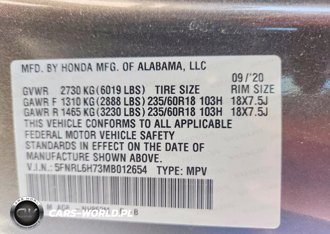 2021 Honda Odyssey Exl VIN:5FNRL6H73MB012654 - 13