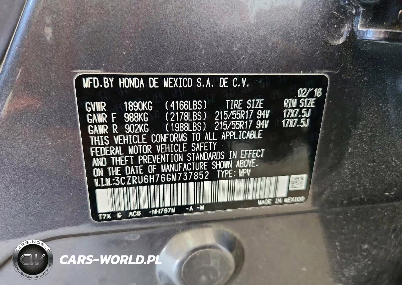 2016 Honda Hr-V Exl VIN:3CZRU6H76GM737852 - 13