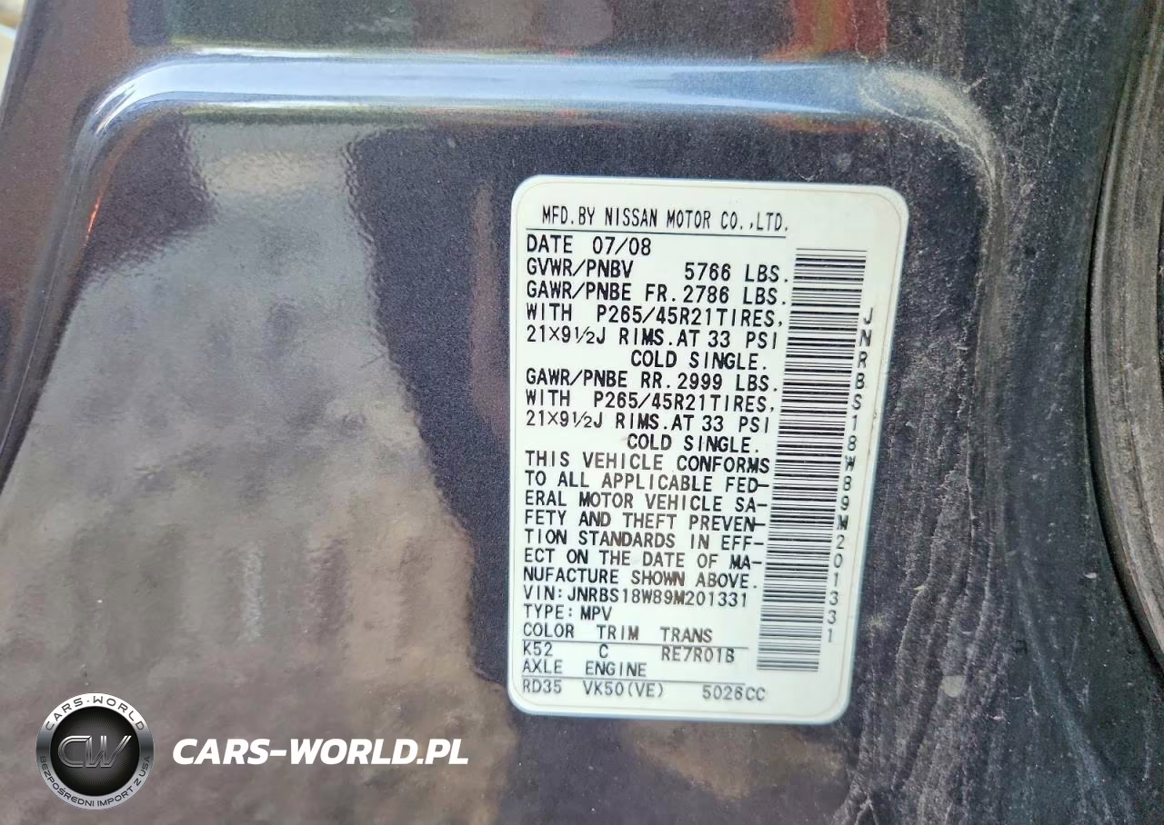 2009 Infiniti Fx50 Base VIN:JNRBS18W89M201331 - 13