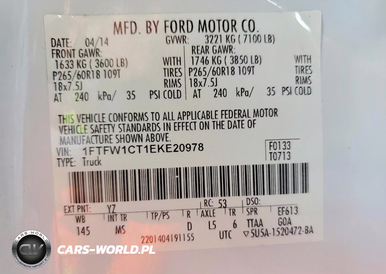 2014 Ford F150 Supercrew VIN:1FTFW1CT1EKE20978 - 12