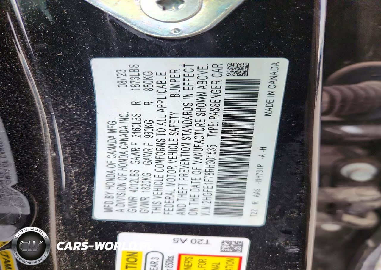 2024 Honda Civic Ex VIN:2HGFE1F78RH301535 - 12