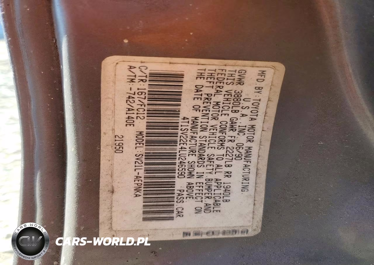 1990 Toyota Camry Le VIN:4T1SV22E4LU246590 - 12