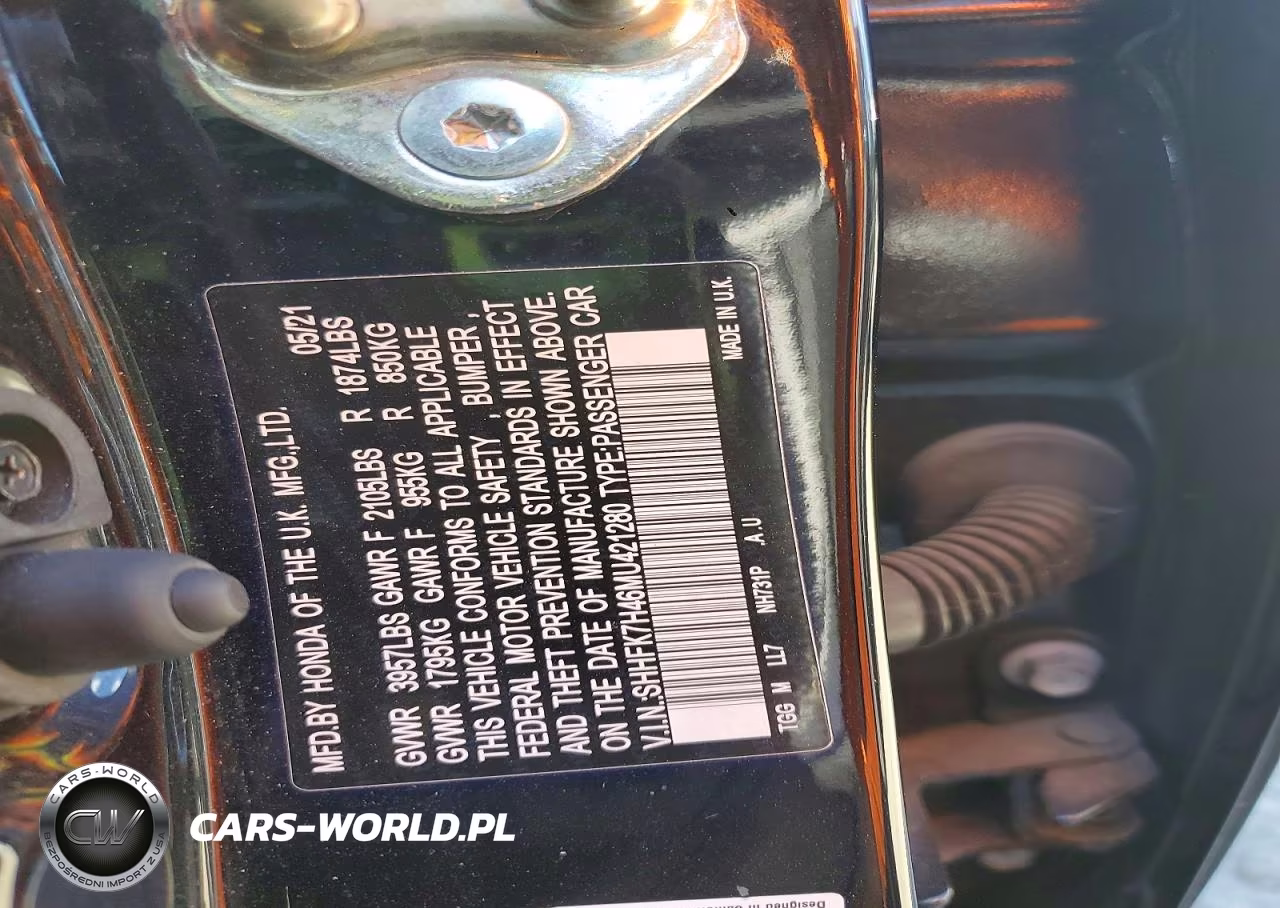 2021 Honda Civic Sport VIN:SHHFK7H46MU421280 - 12
