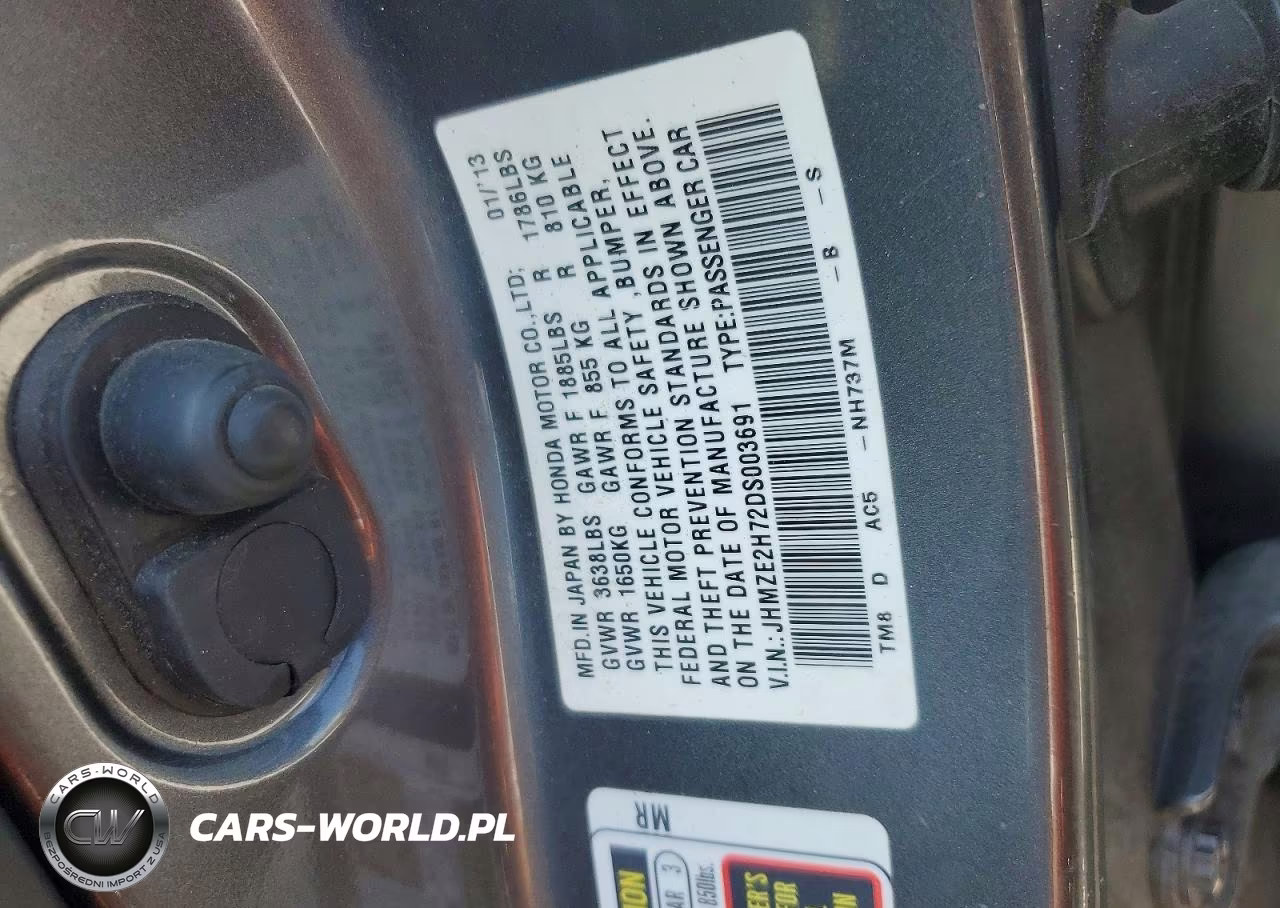 2013 Honda Insight Ex VIN:JHMZE2H72DS003691 - 12