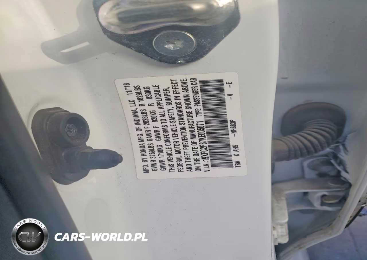2019 Honda Civic Sport VIN:19XFC2F87KE005071 - 12