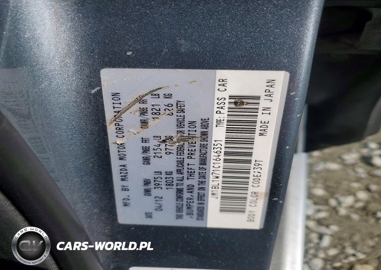 2012 Mazda 3 I VIN:JM1BL1W71C1646351 - 12