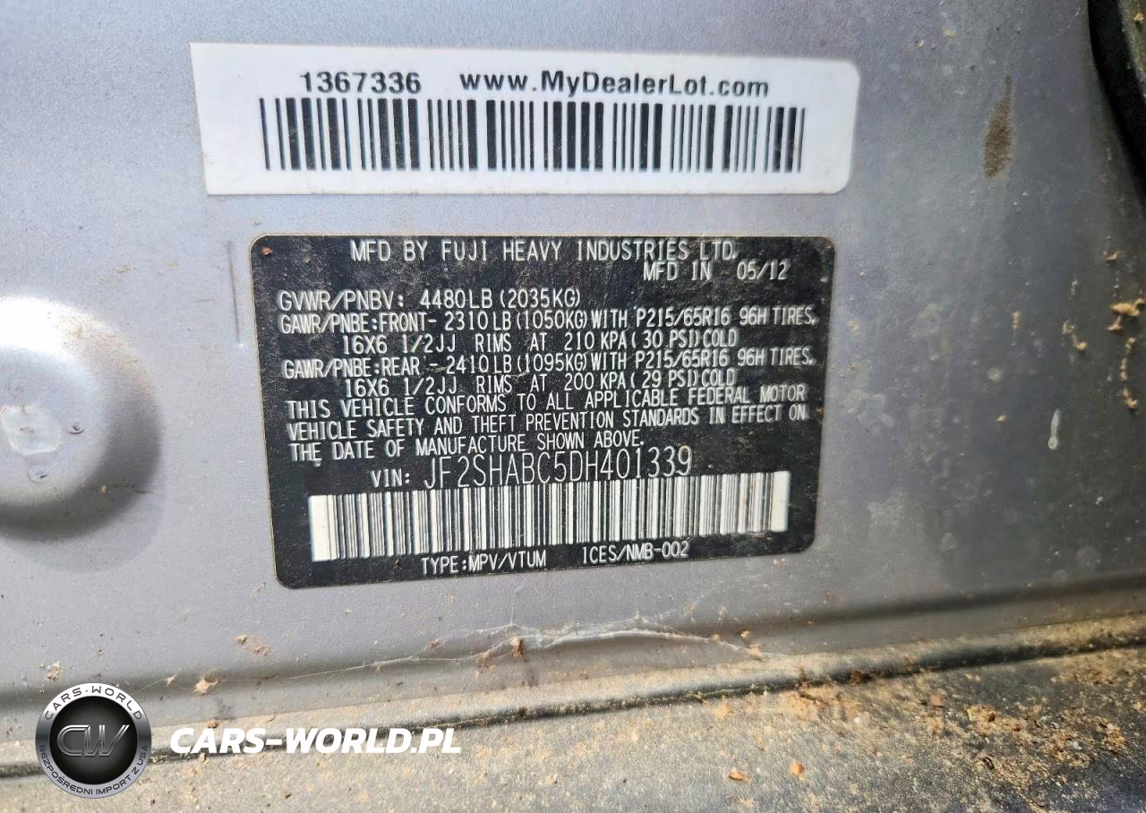 2013 Subaru Forester 2.5X VIN:JF2SHABC5DH401339 - 13