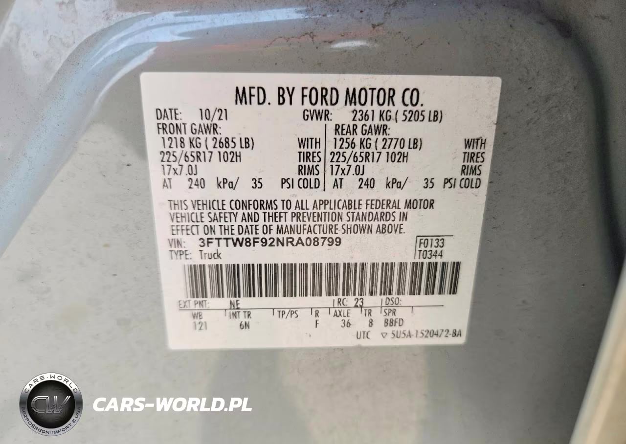 2022 Ford Maverick Xl VIN:3FTTW8F92NRA08799 - 14