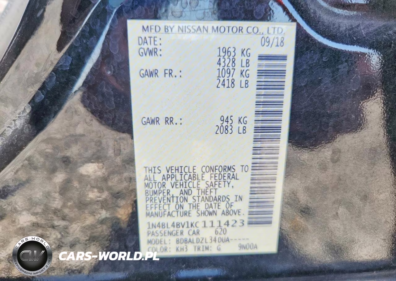 2019 Nissan Altima S VIN:1N4BL4BV1KC111423 - 13