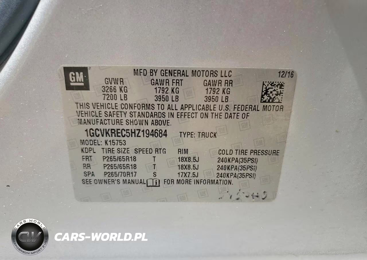 2017 Chevrolet Silverado K1500 Lt VIN:1GCVKREC5HZ194684 - 12