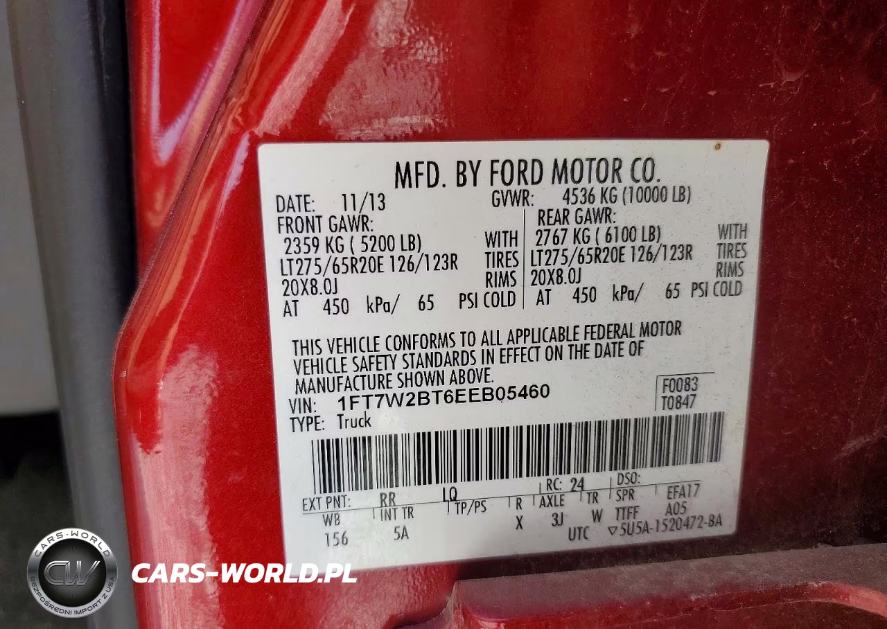 2014 Ford F250 Super Duty VIN:1FT7W2BT6EEB05460 - 12