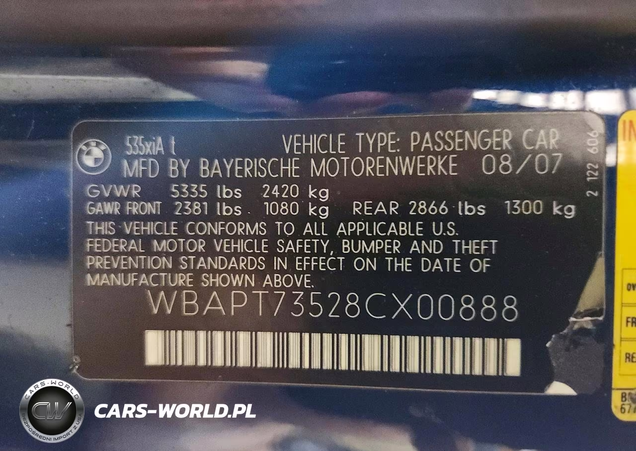 2008 BMW 535 Xi VIN:WBAPT73528CX00888 - 12