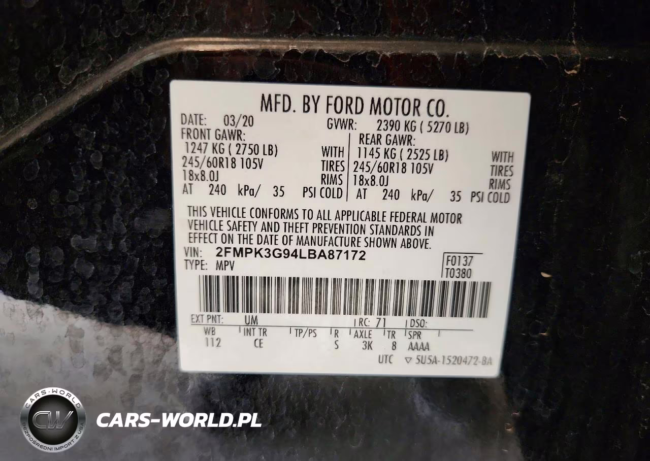 2020 Ford Edge Se VIN:2FMPK3G94LBA87172 - 13