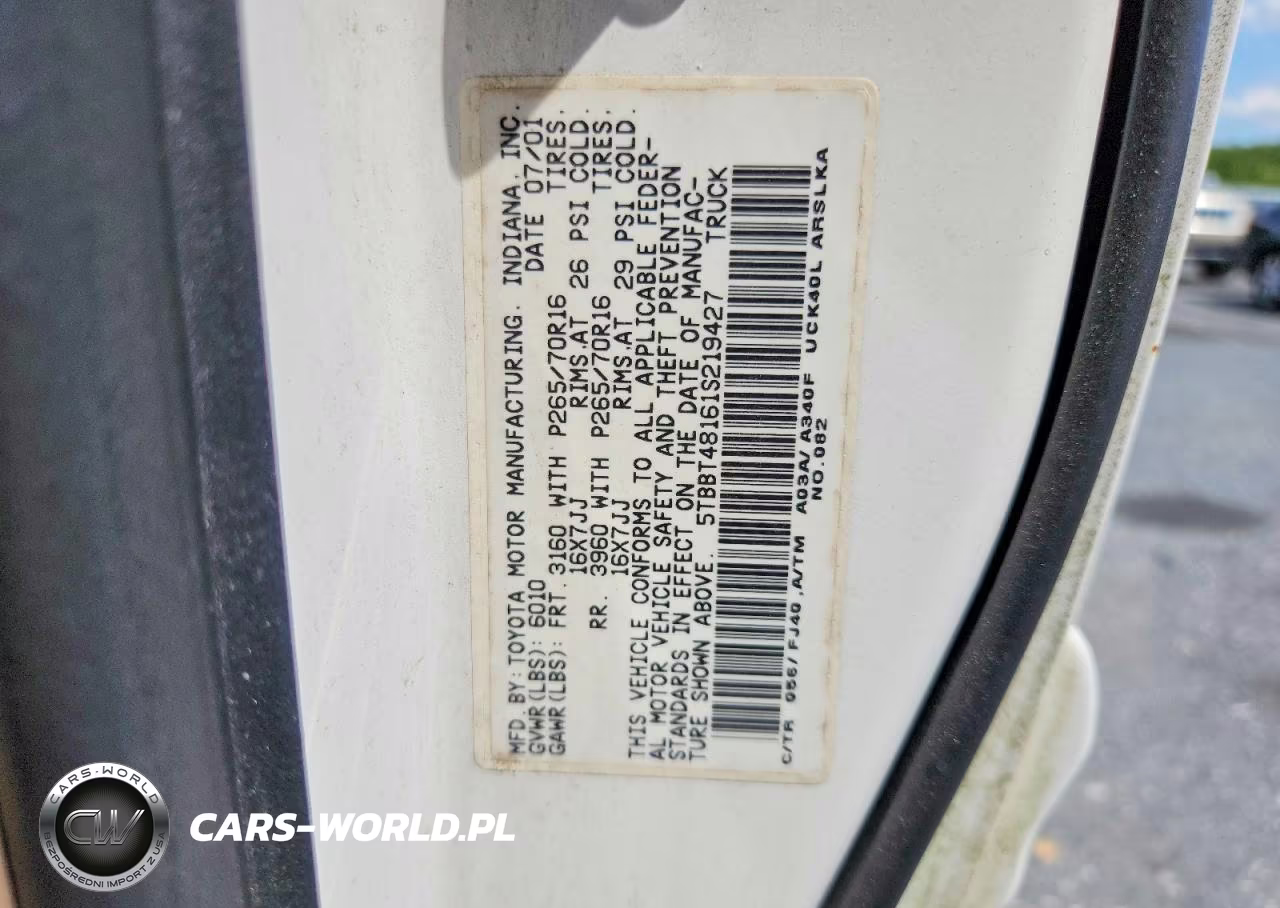 2001 Toyota Tundra Access Cab Limited VIN:5TBBT48161S219427 - 12