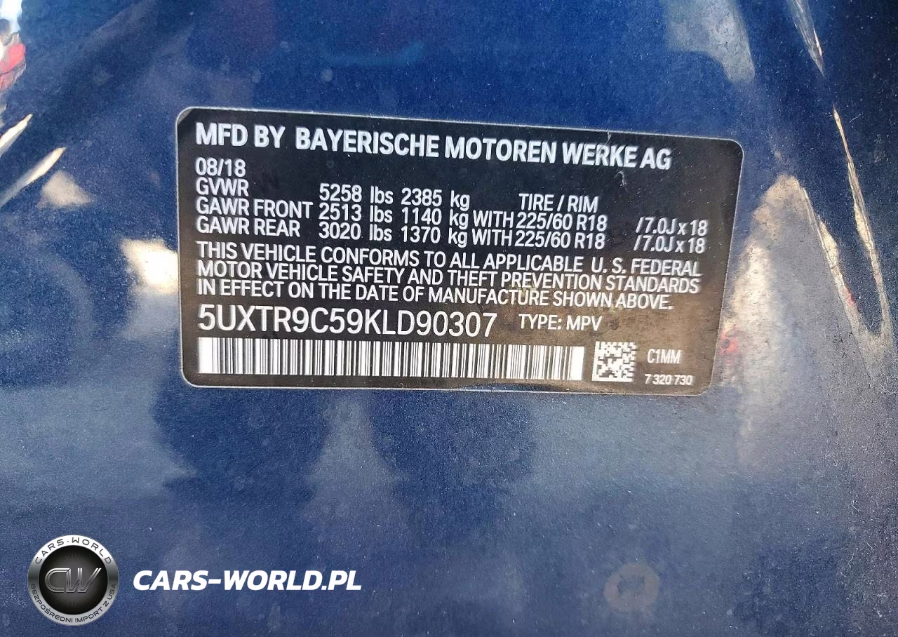 2019 BMW X3 xDrive30I VIN:5UXTR9C59KLD90307 - 13