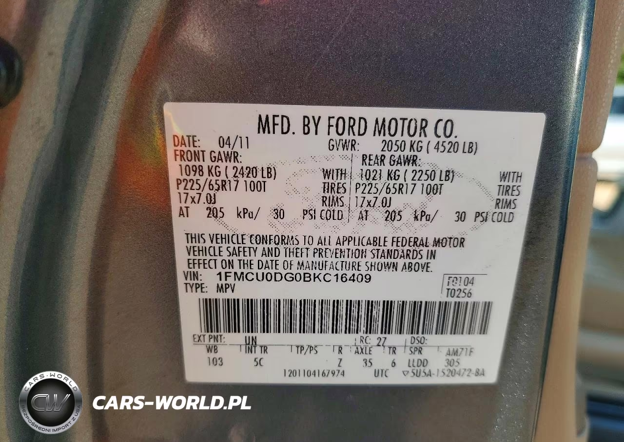 2011 Ford Escape Xlt VIN:1FMCU0DG0BKC16409 - 13