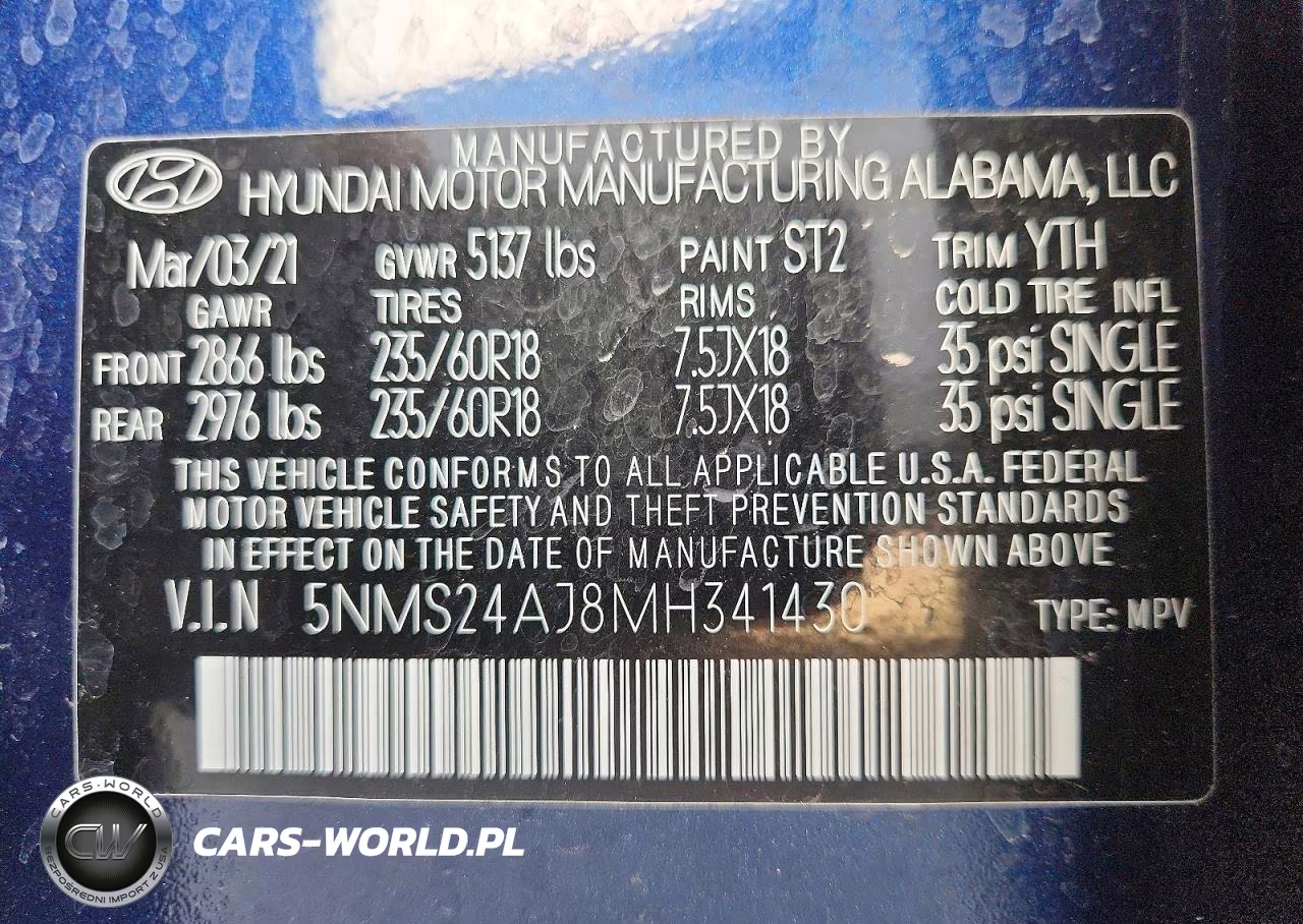 2021 Hyundai Santa Fe Sel VIN:5NMS24AJ8MH341430 - 13