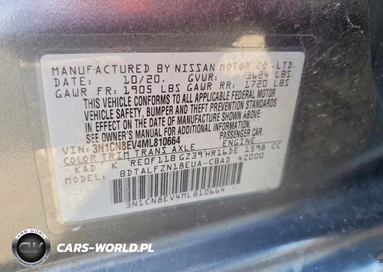 2021 Nissan Versa Sv VIN:3N1CN8EV4ML810664 - 12