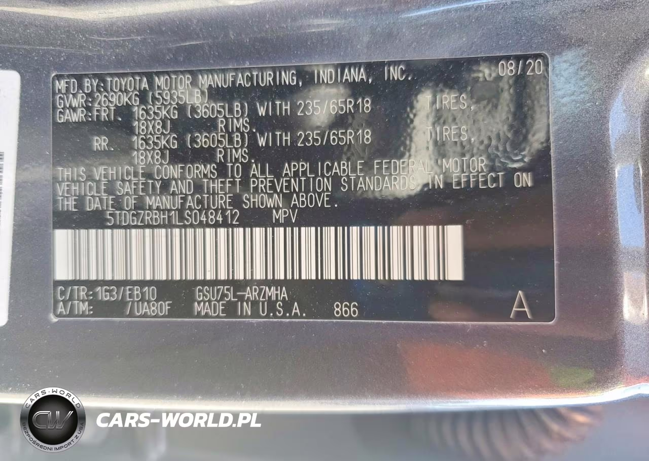2020 Toyota Highlander Xle VIN:5TDGZRBH1LS048412 - 13
