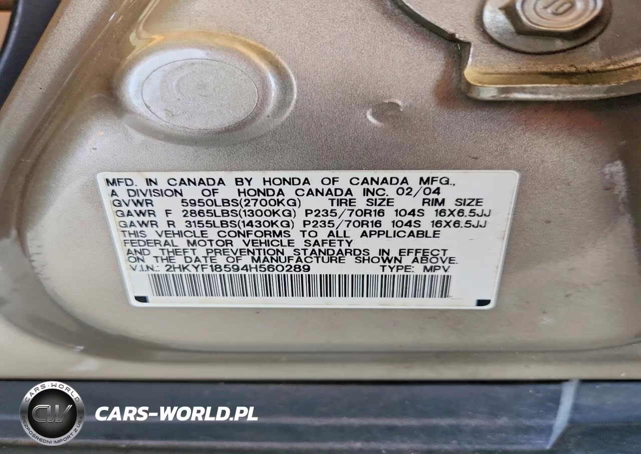 2004 Honda Pilot Exl VIN:2HKYF18594H560289 - 12